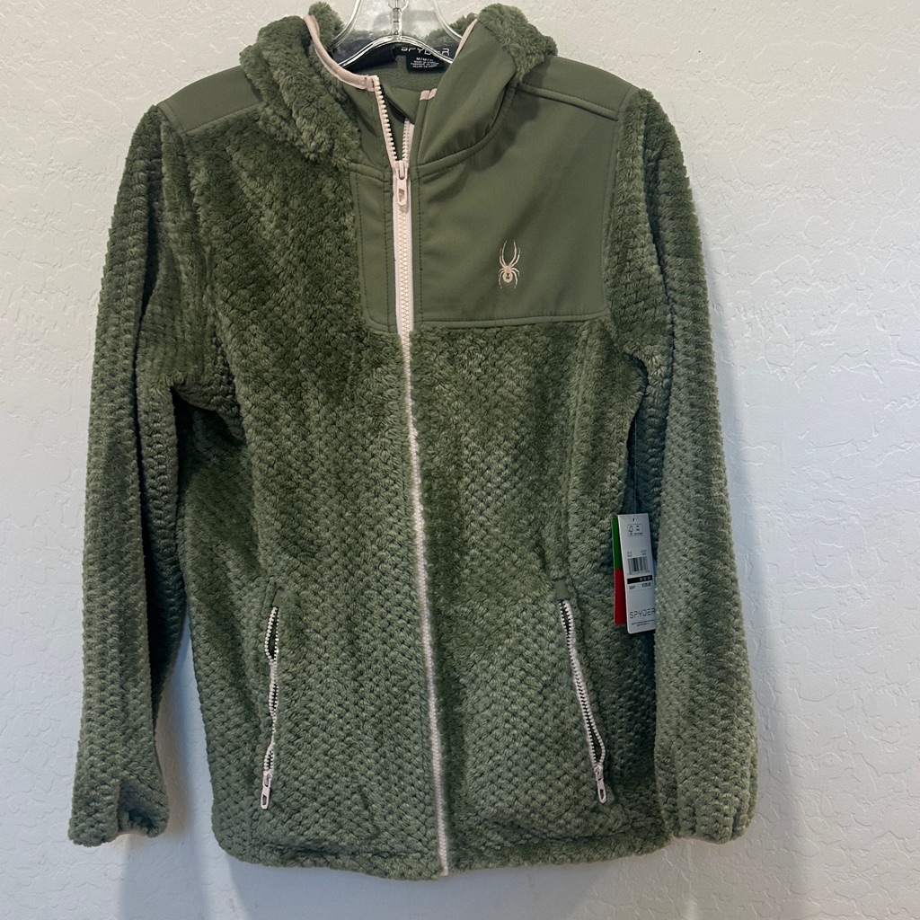 Spyder Gorp Green Textured Fleece Full Zip Jacket Medium Soft Thermo Hoodie Nwt